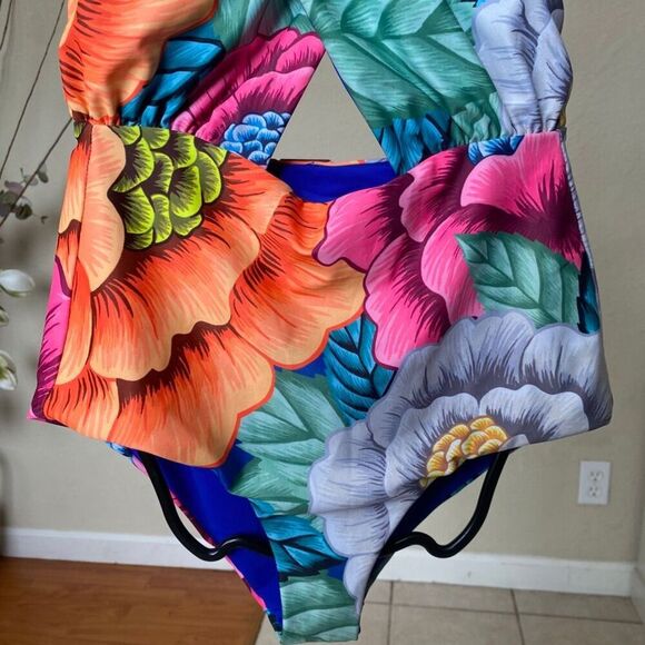 Mara Hoffman floral one piece bathing suit "Flora" Halter size S - Picture 7 of 16